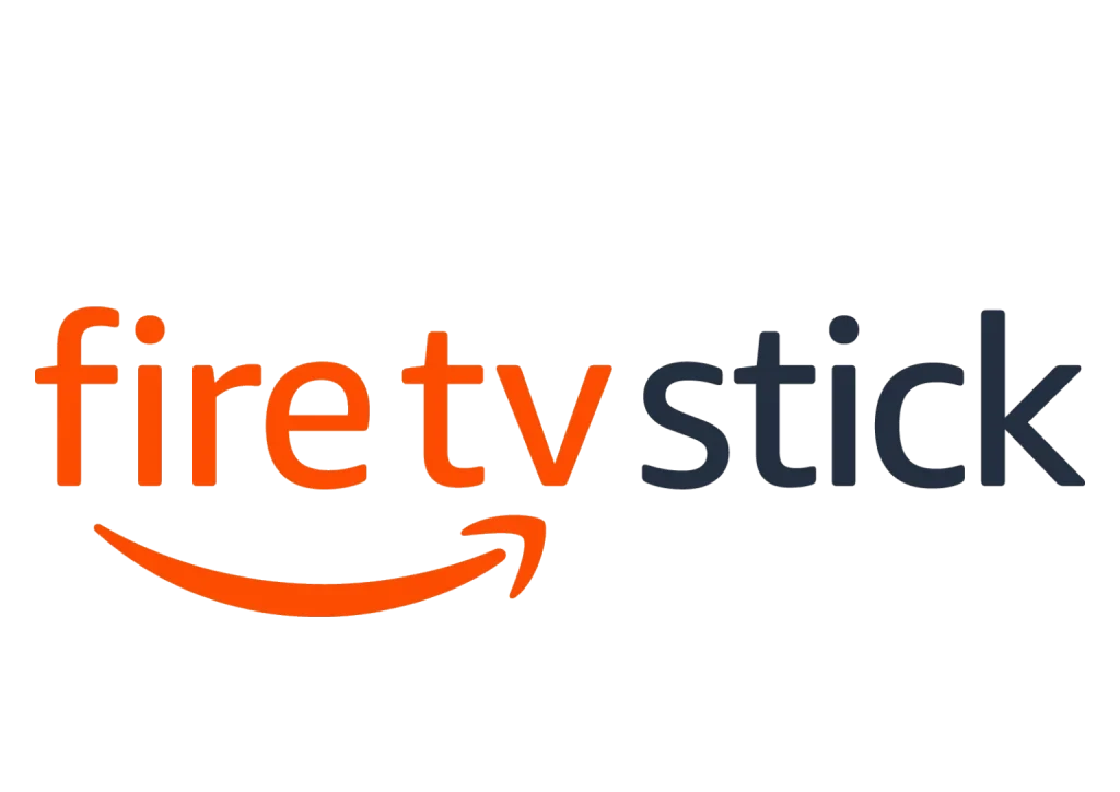 The image shows the logo for the Amazon Fire TV Stick, with the text "fire tv stick" in a combination of orange and dark grey colors, accompanied by the Amazon arrow logo beneath the word “fire.” This device is perfect for streaming your favorite kemotv or accessing a comprehensive iptv channel list.