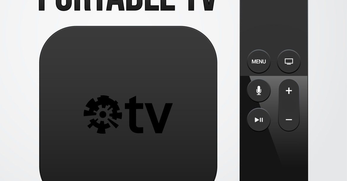 Why do you need an IPTV box? 33 A black portable TV box, labeled "kemo iptv," is displayed beside a remote control with buttons including "Menu," "Select," "Home," "Mic," "+" and "-". The text "PORTABLE TV" is displayed above the TV box.