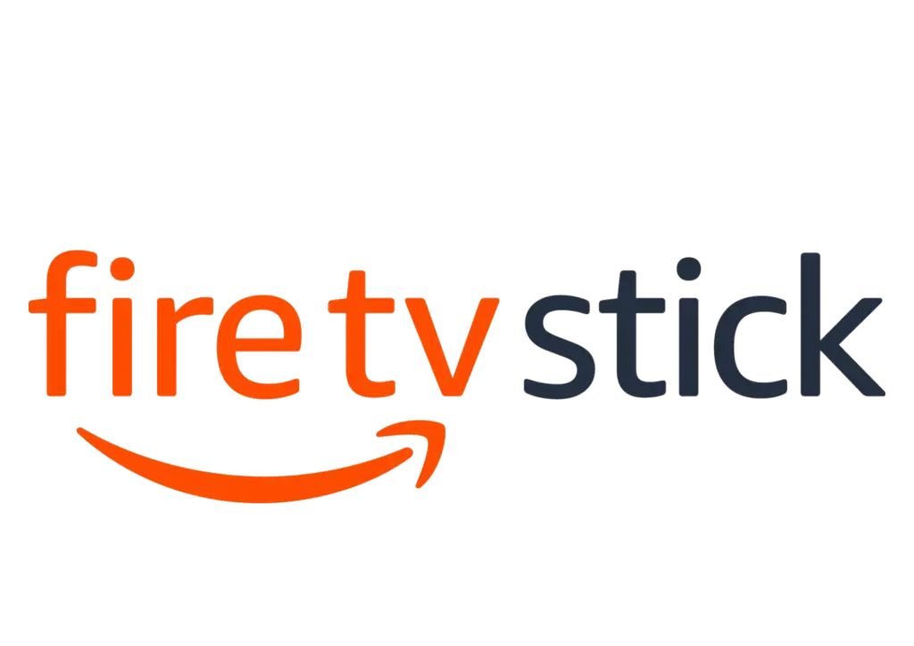 The image shows the logo for the Amazon Fire TV Stick, with the text "fire tv stick" in a combination of orange and dark grey colors, accompanied by the Amazon arrow logo beneath the word “fire.” This device is perfect for streaming your favorite kemotv or accessing a comprehensive iptv channel list.