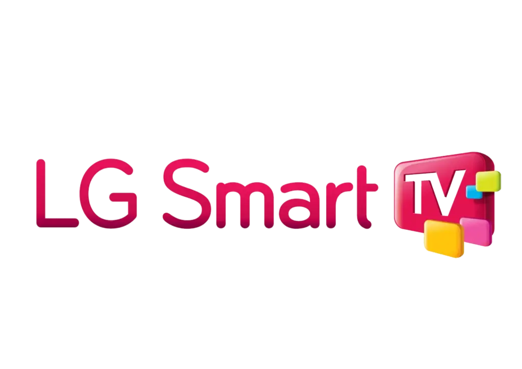 The image displays the LG Smart TV logo with the text "LG Smart TV" in bold, stylized pinkish-red letters. At the end of the text, there's a multicolored icon resembling a TV screen with "TV" inside it, hinting at an extensive IPTV channel list such as those offered by Kemo IPTV.