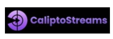 Logo for CaliptoStreams, featuring a purple circular icon with a play button inside, and the text "CaliptoStreams" in glossy purple font on a black background. Perfect for those exploring the kemoiptv channel list.